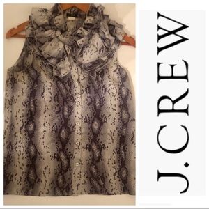 - J. Crew silk ruffled top gray snakeskin pr…
